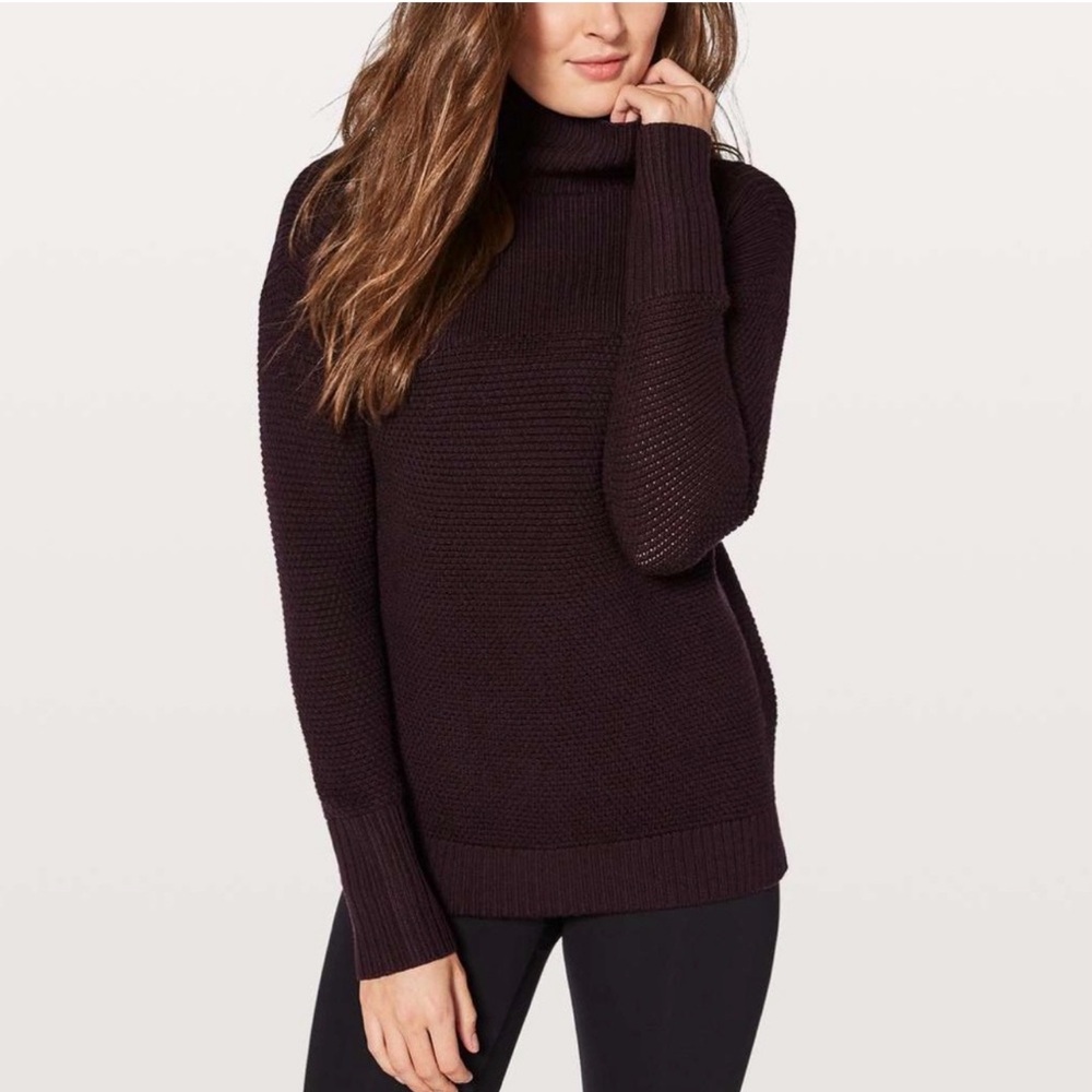 lululemon athletica Warm and Restore Black Cherry Turtleneck Sweater - small